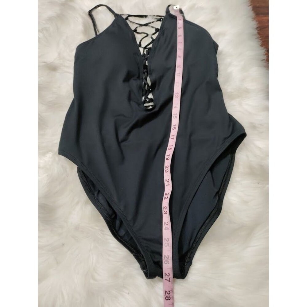 La Blanca One Piece Swimsuit Lace Up Criss Cross Swimwear Black Women's Size 12 - Picture 8 of 10